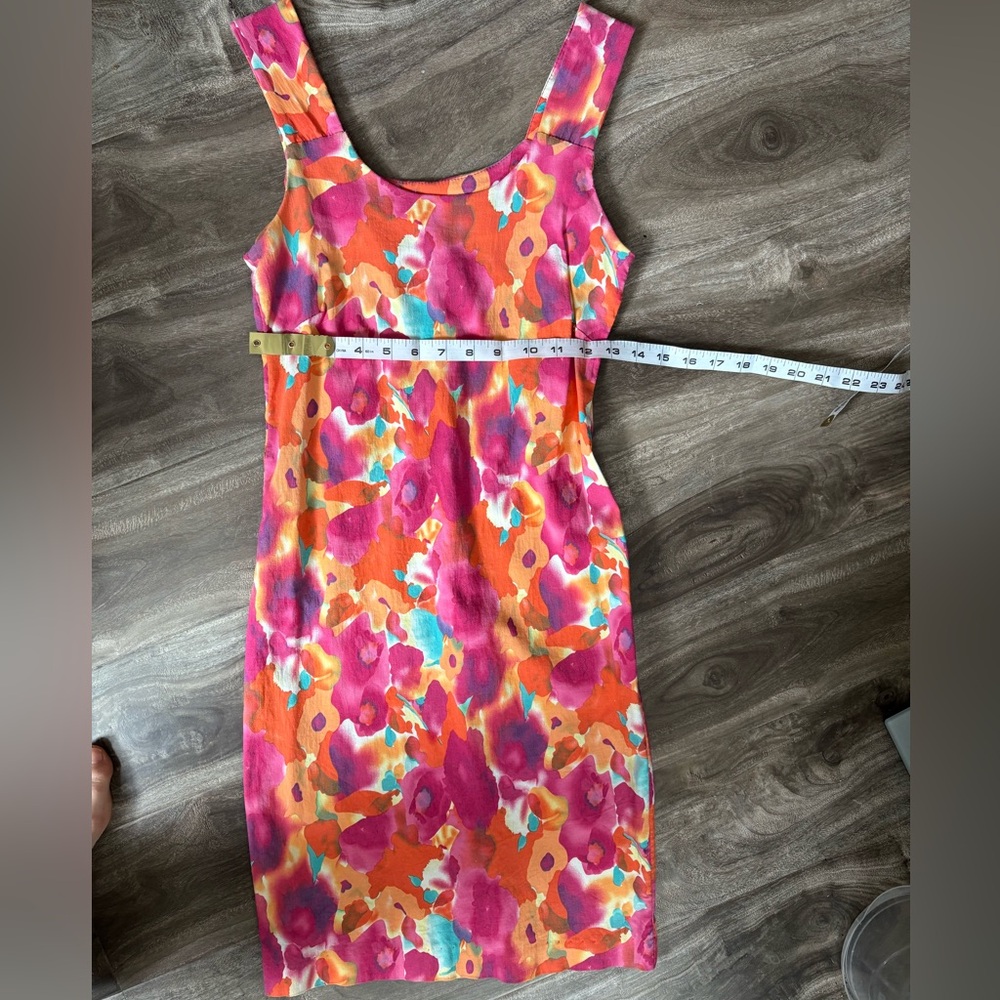 Floral Sleeveless Dress - Pink and Orange